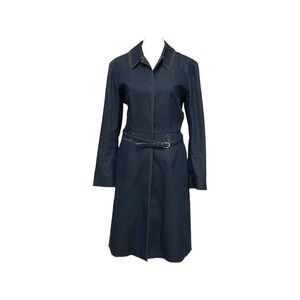Tahari Belted Denim Princess Trench Coat Dress Women's Size 6